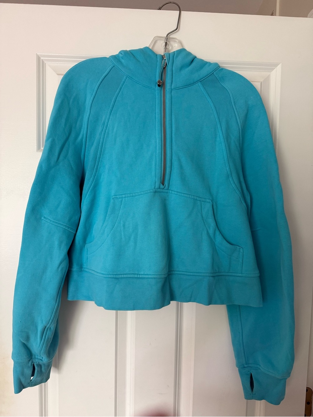 Lululemon Scuba half zip hoodie, electric turquoise